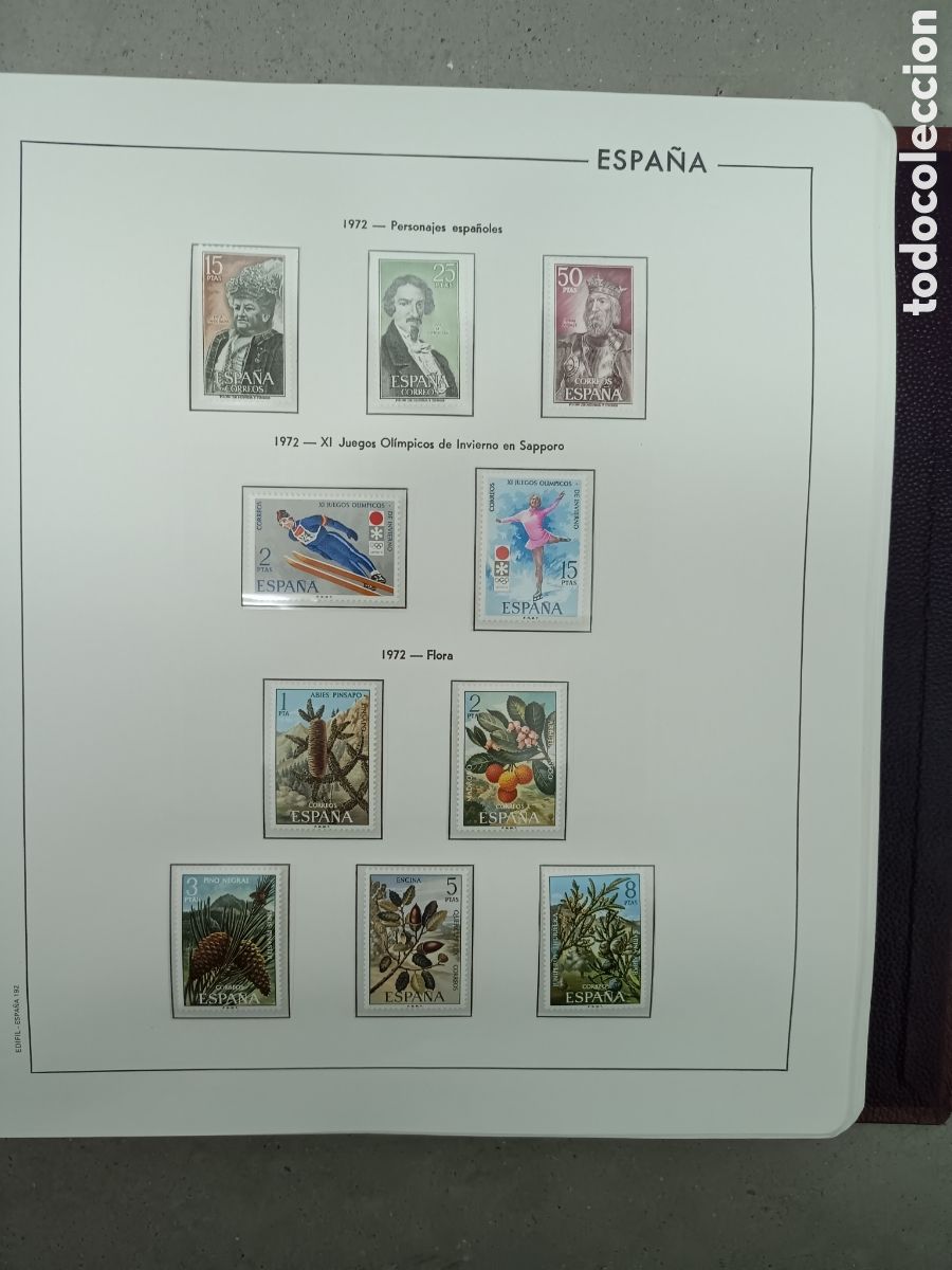 Sellos: A&Ntilde;O COMPLETO 1972 - SELLOS ESPA&Ntilde;A EN 5 HOJAS EDIFIL Y FILOESTUCHES MNH **