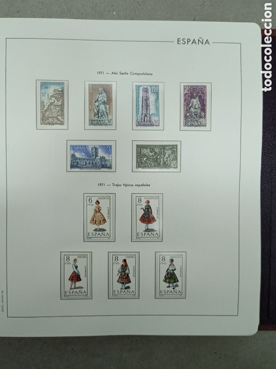 Sellos: A&Ntilde;O COMPLETO 1971 - SELLOS ESPA&Ntilde;A EN 7 HOJAS EDIFIL Y FILOESTUCHES MNH **