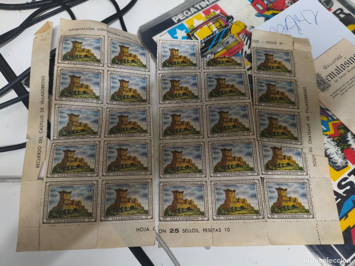 Sellos: Hoja incompleta recuerdo castillo Villasobroso. Aportaci&oacute;n voluntaria 25 sellos 10 pesetas, Chateaux