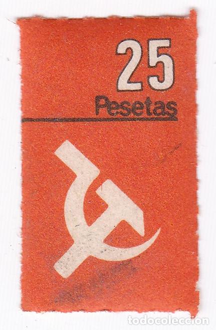 Sellos: Partido comunista de Espa&ntilde;a. Sello, vi&ntilde;eta o fiscal. Valor 25 pesetas.