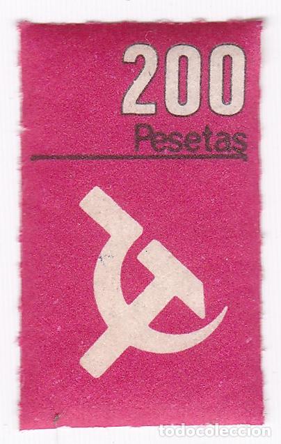 Sellos: Partido comunista de Espa&ntilde;a. Sello, vi&ntilde;eta o fiscal. Valor 200 pesetas.