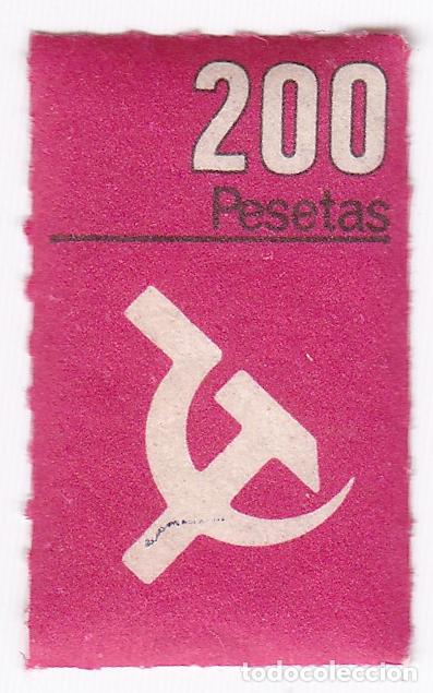Sellos: Partido comunista de Espa&ntilde;a. Sello, vi&ntilde;eta o fiscal. Valor 200 pesetas.