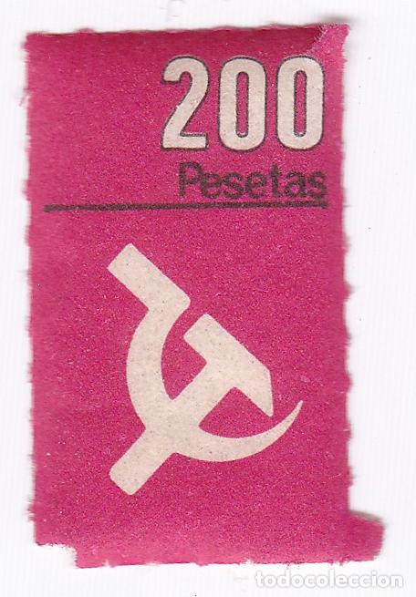 Sellos: Partido comunista de Espa&ntilde;a. Sello, vi&ntilde;eta o fiscal. Valor 200 pesetas.