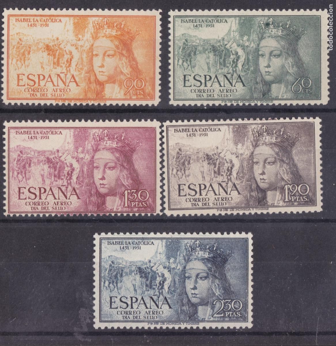 Sellos: FC4-67- Isabel A&eacute;reos Edifil 1097/101 ** Sin Fijasellos .LUJO. Variedad