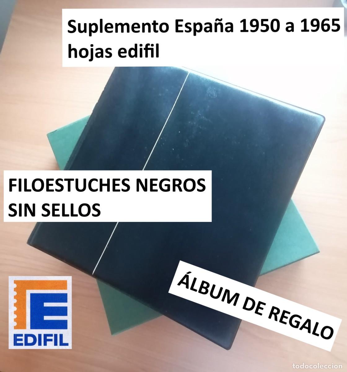 Sellos: SUPLEMENTO ESPA&Ntilde;A 1950 a 1965. HOJAS EDIFIL. FILOESTUCHES NEGROS. SIN SELLOS