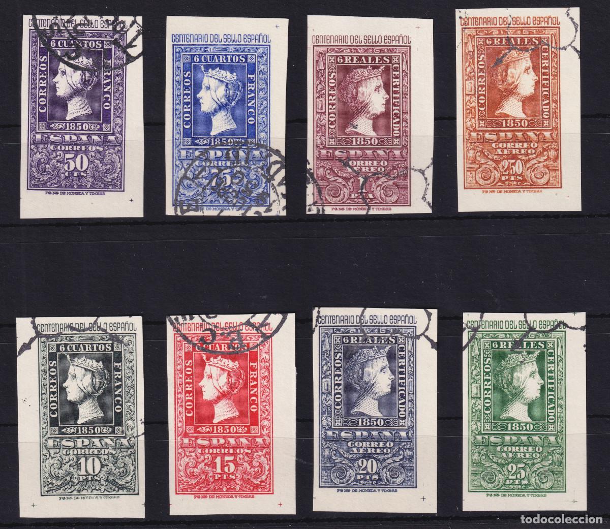 Sellos: ESPA&Ntilde;A CENTENARIO DEL SELLO &ordm; 1075/1082 - A&Ntilde;O 1950 - SERIE COMPLETA