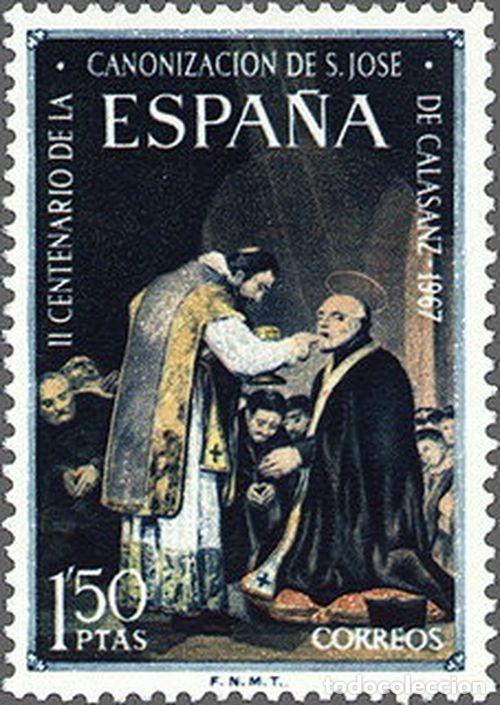 Sellos: Espa&ntilde;a 1967 Edifil 1837 Sello * San Jose de Calasanz Arte Pintura La Comunion de San Jose (Goya)