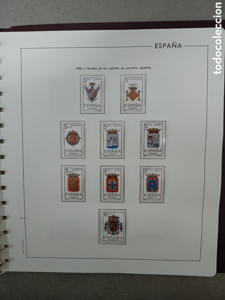 Sellos: A&Ntilde;O COMPLETO 1966 - SELLOS ESPA&Ntilde;A EN 7 HOJAS EDIFIL Y FILOESTUCHES MNH **