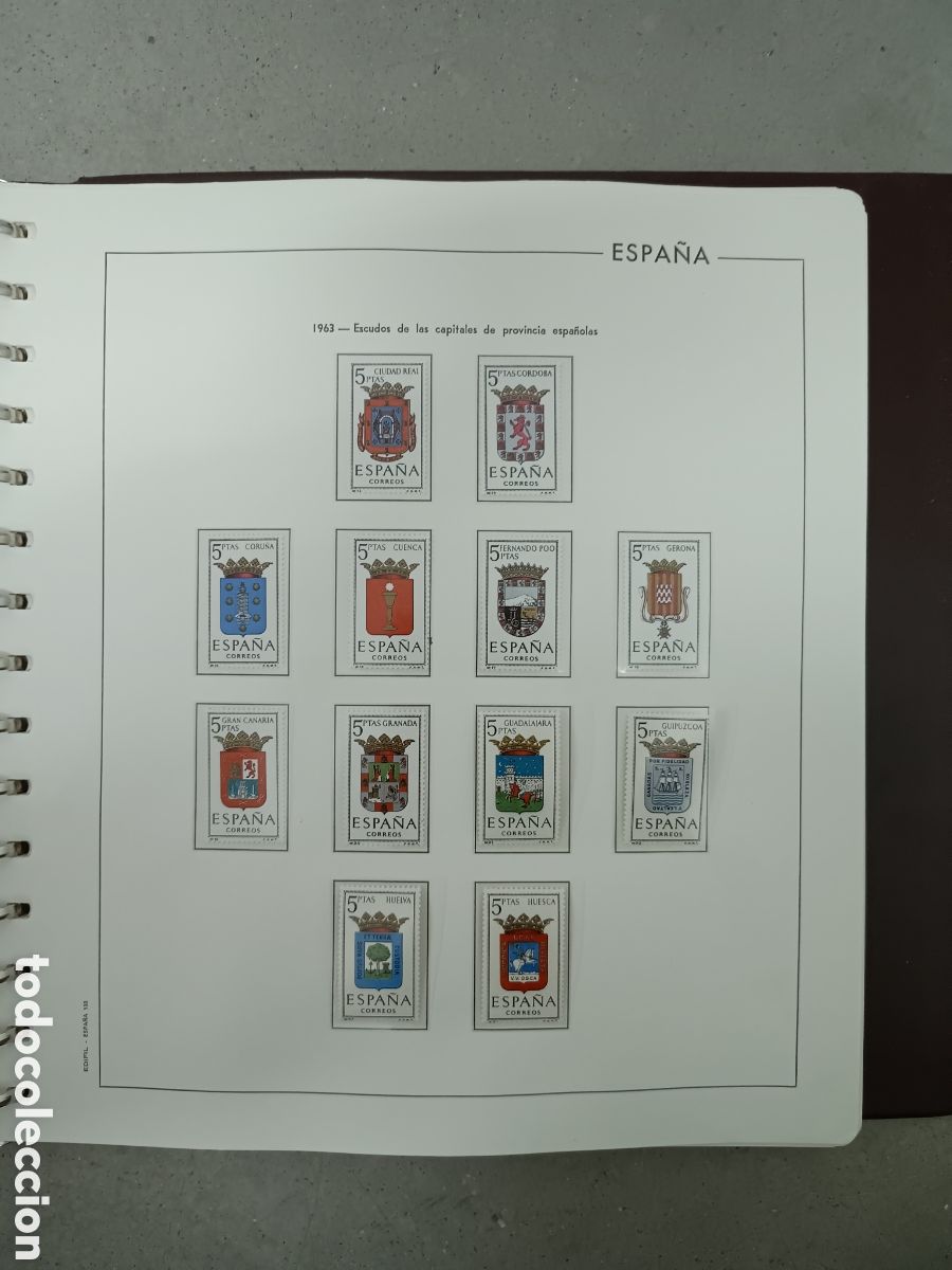 Sellos: A&Ntilde;O COMPLETO 1963 - SELLOS ESPA&Ntilde;A EN 6 HOJAS EDIFIL Y FILOESTUCHES MNH **