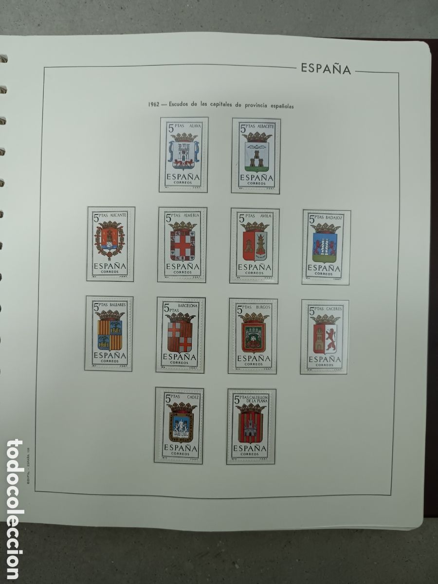 Sellos: A&Ntilde;O COMPLETO 1962 - SELLOS ESPA&Ntilde;A EN 7 HOJAS EDIFIL Y FILOESTUCHES MNH **