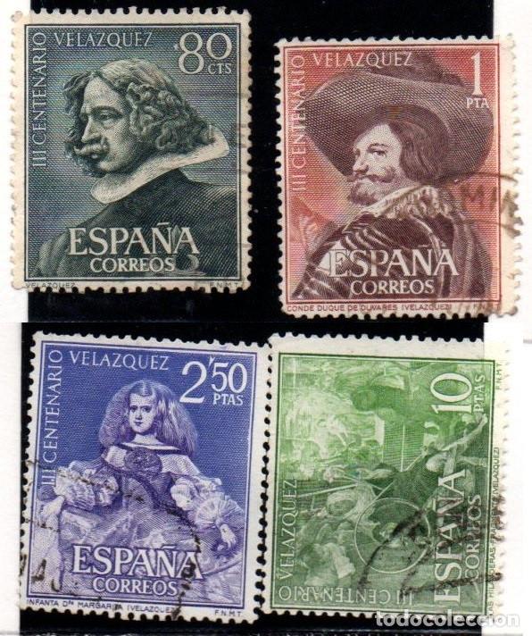 Sellos: SERIE SELLOS ESPA&Ntilde;A A&Ntilde;O 1961 CENTENARIO VELAZQUEZ USADOS EDIFIL N&ordm; 1340-43