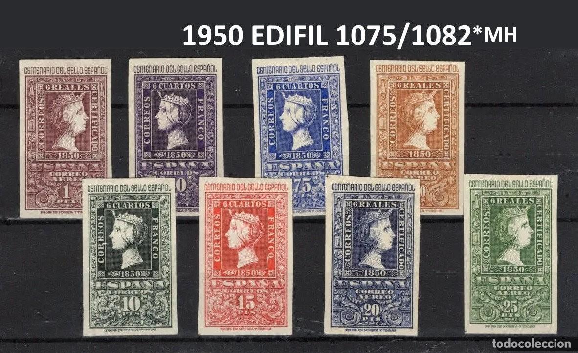 Sellos: Sellos Espa&ntilde;a a&ntilde;o 1950 Edifil 1075/1082* con fijasellos MH