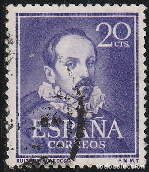Sellos: Espa&ntilde;a 1950 Edifil 1074 Sello &ordm; Literatos Juan Ruiz de Alarcon y Mendoza Michel 974 Yvert 801 Spain