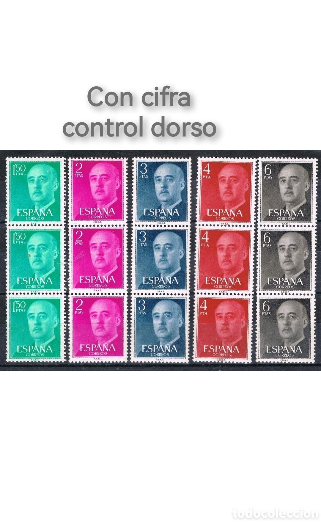 Sellos: LOTE CINCO TRIPTICOS FRANCO MNH** CORRESPONDIENTES A LOS VALORES DE 1,50 , 2 , 3 , 4 y 6 PTS.