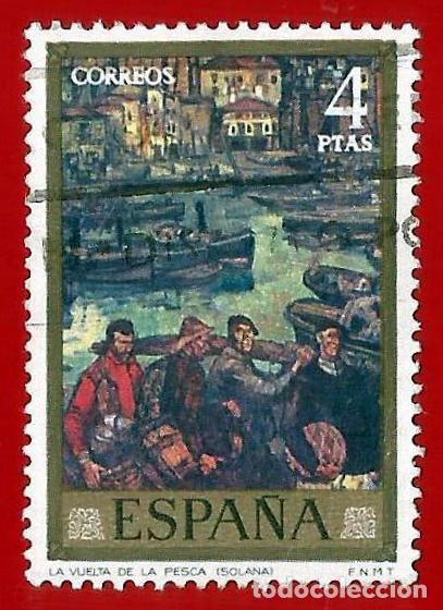 Sellos: Espa&ntilde;a. 1972. Edifil # 2080. Pintor Solana. La vuelta de la pesca