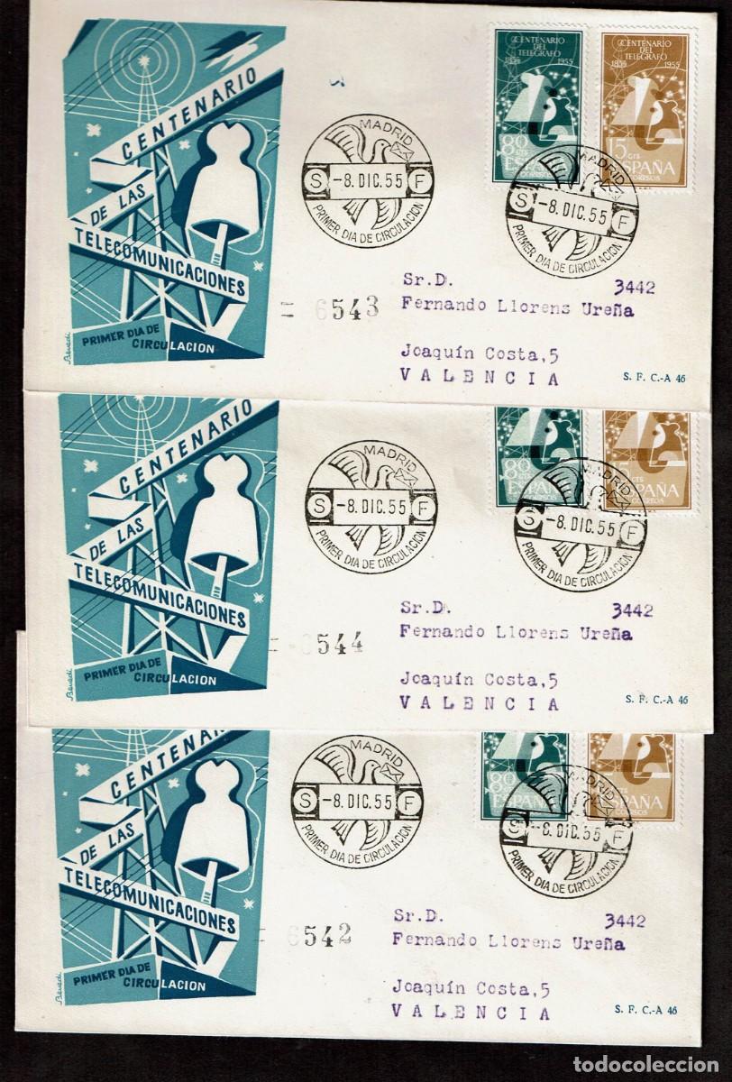 Sellos: SPD ESPA&Ntilde;A 1955/1956 - CENTENARIO TELECOMUNICACIONES