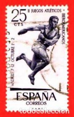 Sellos: Espa&ntilde;a. Spain. 1962. Edifil # 1450. Juegos Atleticos. Lanzamiento de Disco