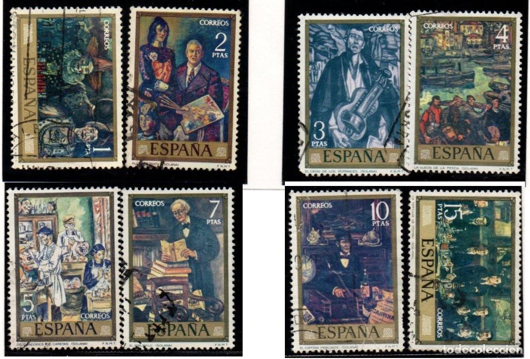 Sellos: SERIE SELLOS ESPA&Ntilde;A A&Ntilde;O 1972 PINTOR SOLANA USADOS EDIFIL2077-84 COMPLETA