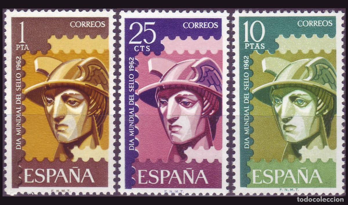 Sellos: 3v Espa&ntilde;a, 1962 | World stamp day | Ed: 1431/3, Yv: 1096/8, Mi: 1318/20 MNH **