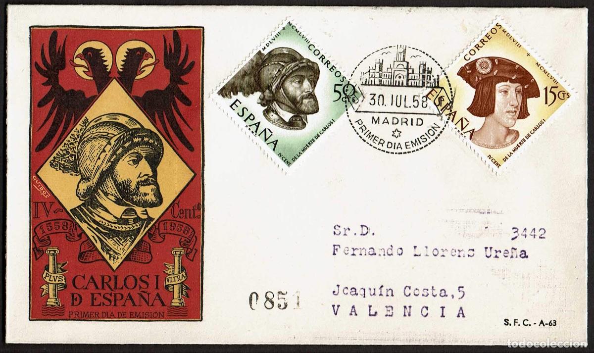 Sellos: SPD ESPA&Ntilde;A 1958 - IV CENT. MUERTE CARLOS I