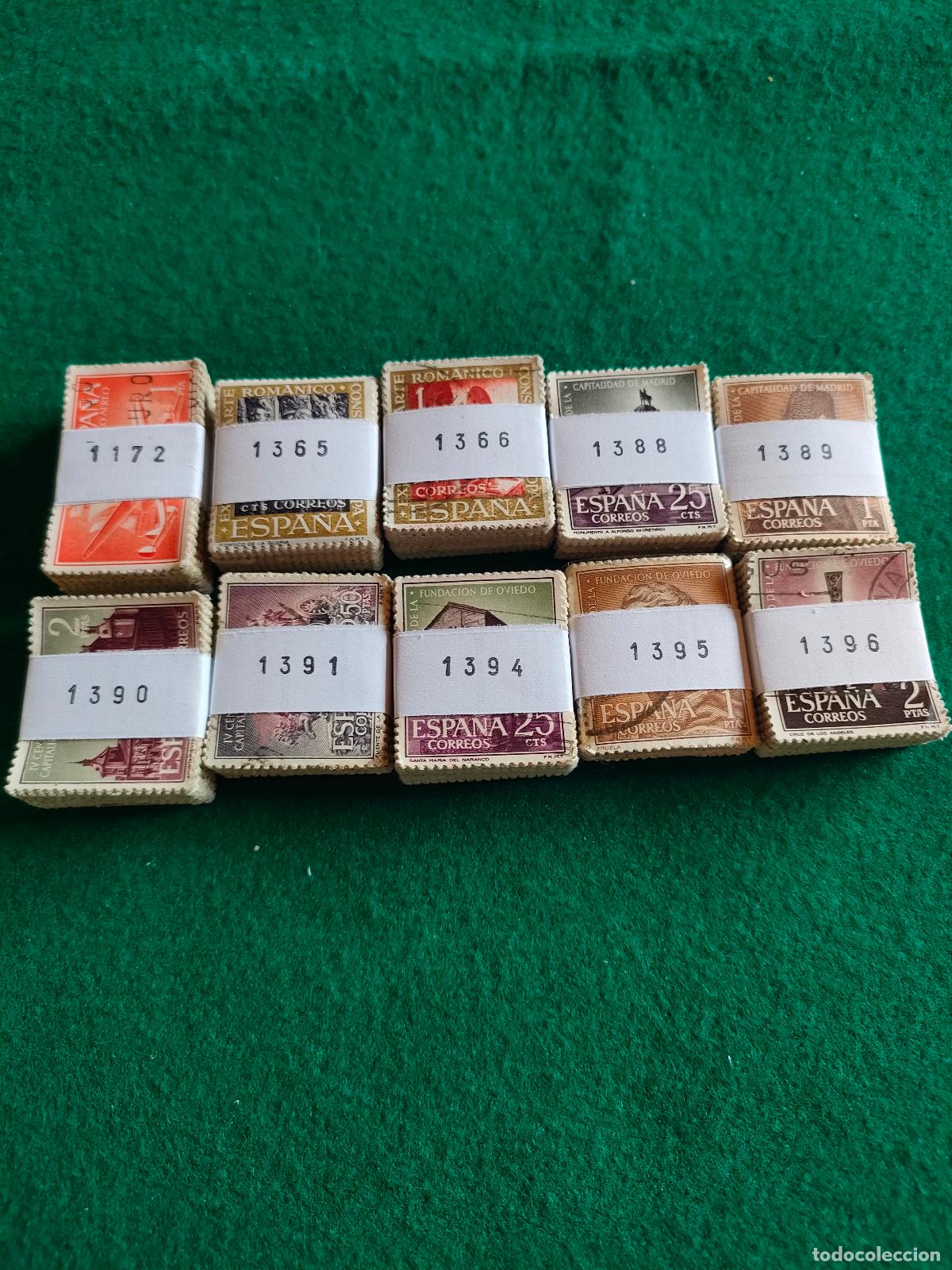 Sellos: LOTE DE 10 PASTILLAS DE 100 DE SELLOS USADOS