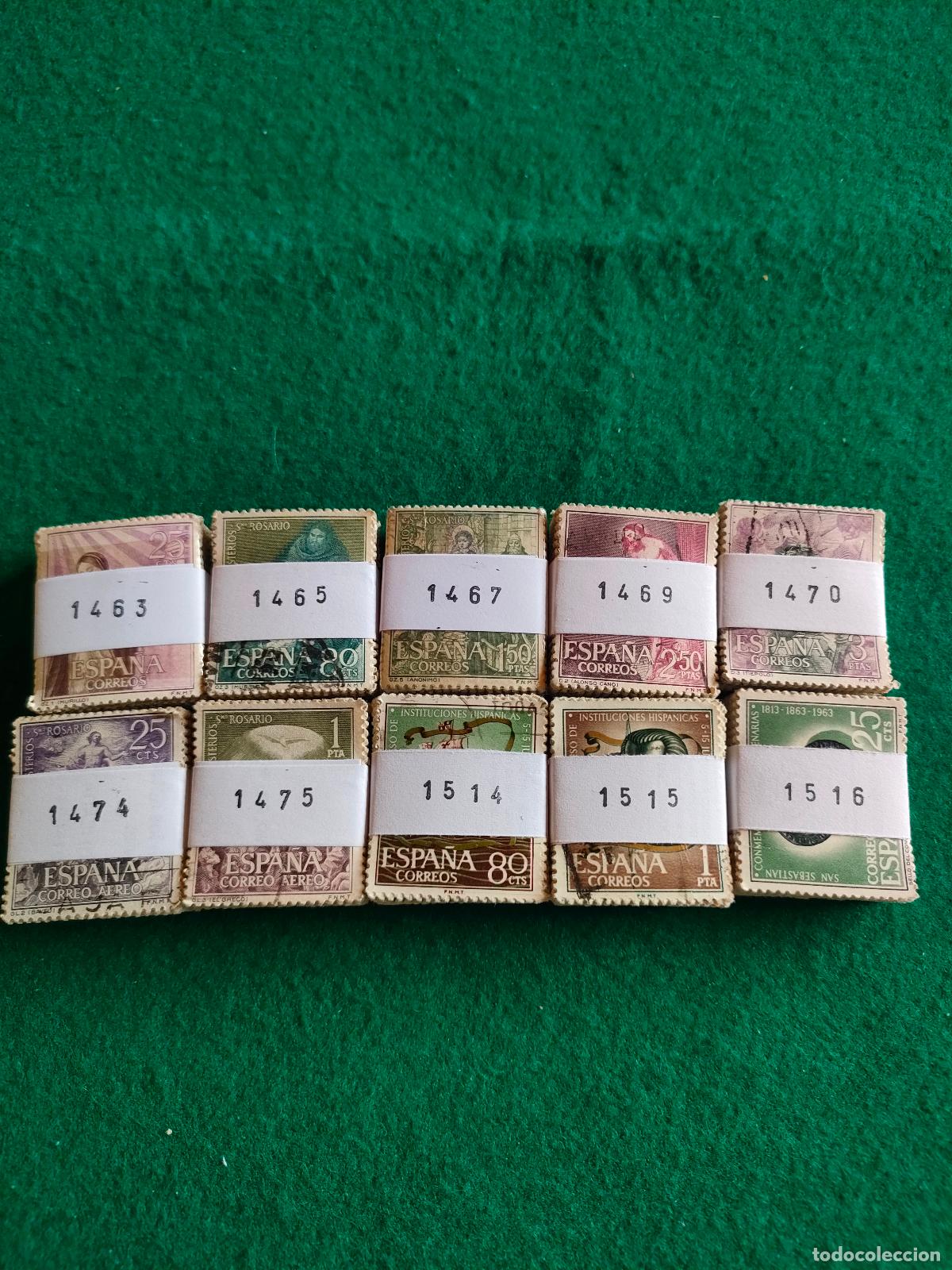 Sellos: LOTE DE 10 PASTILLAS DE 100 DE SELLOS USADOS