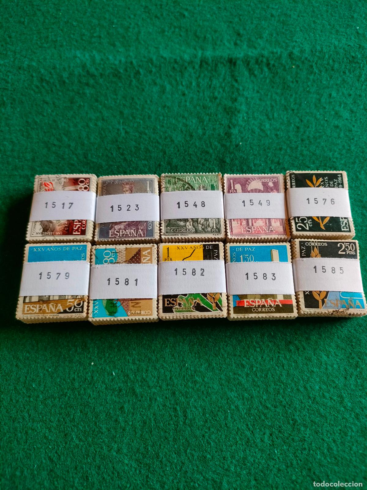 Sellos: LOTE DE 10 PASTILLAS DE 100 DE SELLOS USADOS