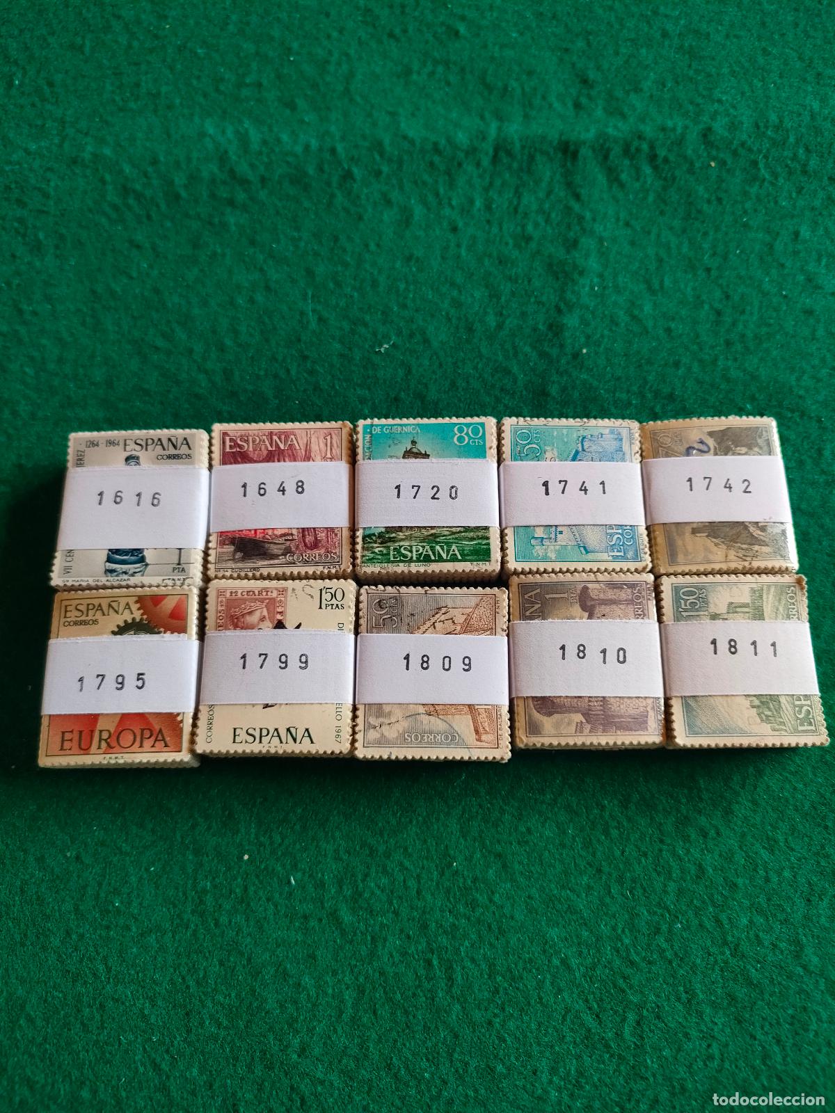 Sellos: LOTE DE 10 PASTILLAS DE 100 DE SELLOS USADOS