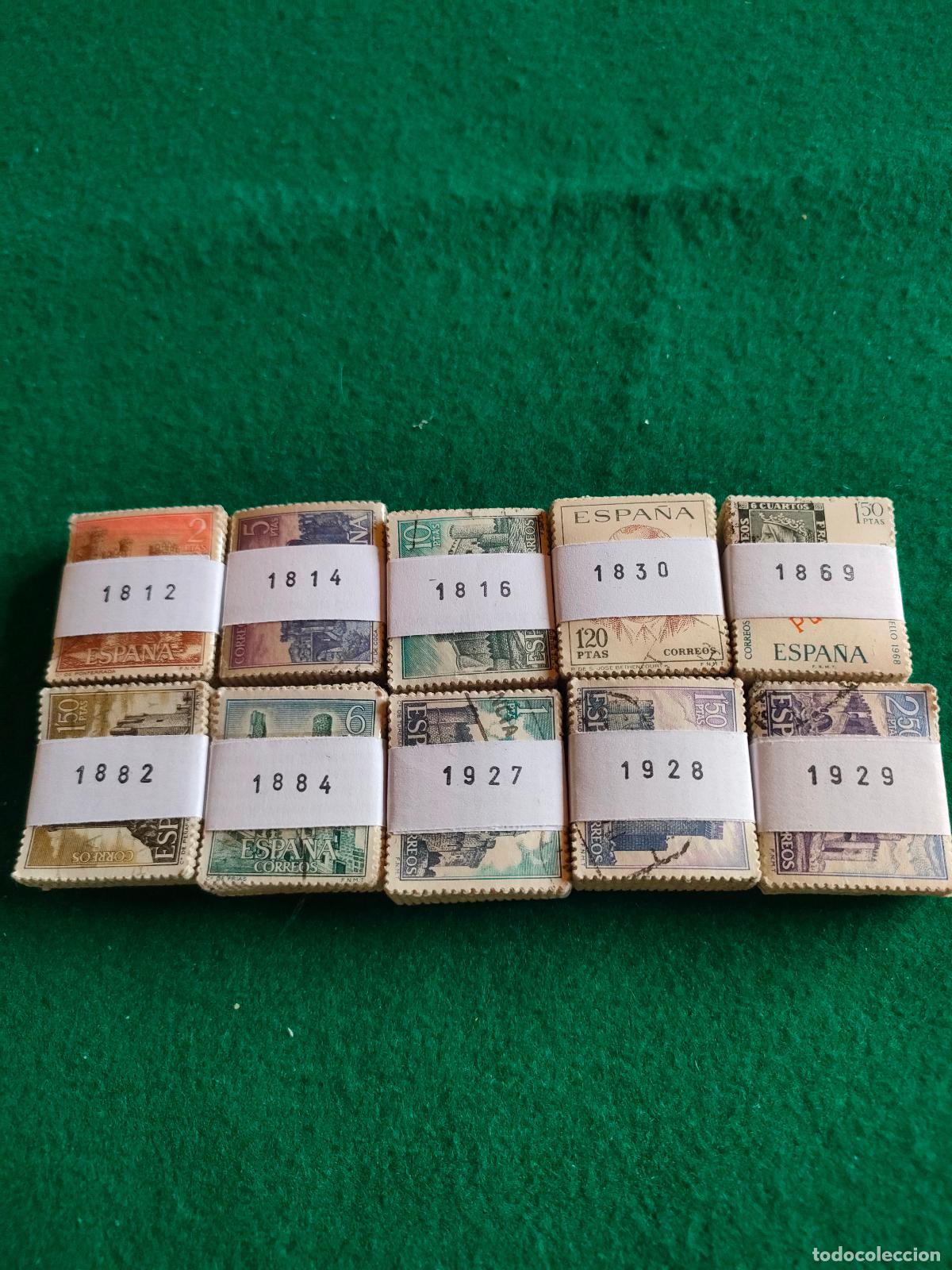 Sellos: LOTE DE 10 PASTILLAS DE 100 DE SELLOS USADOS