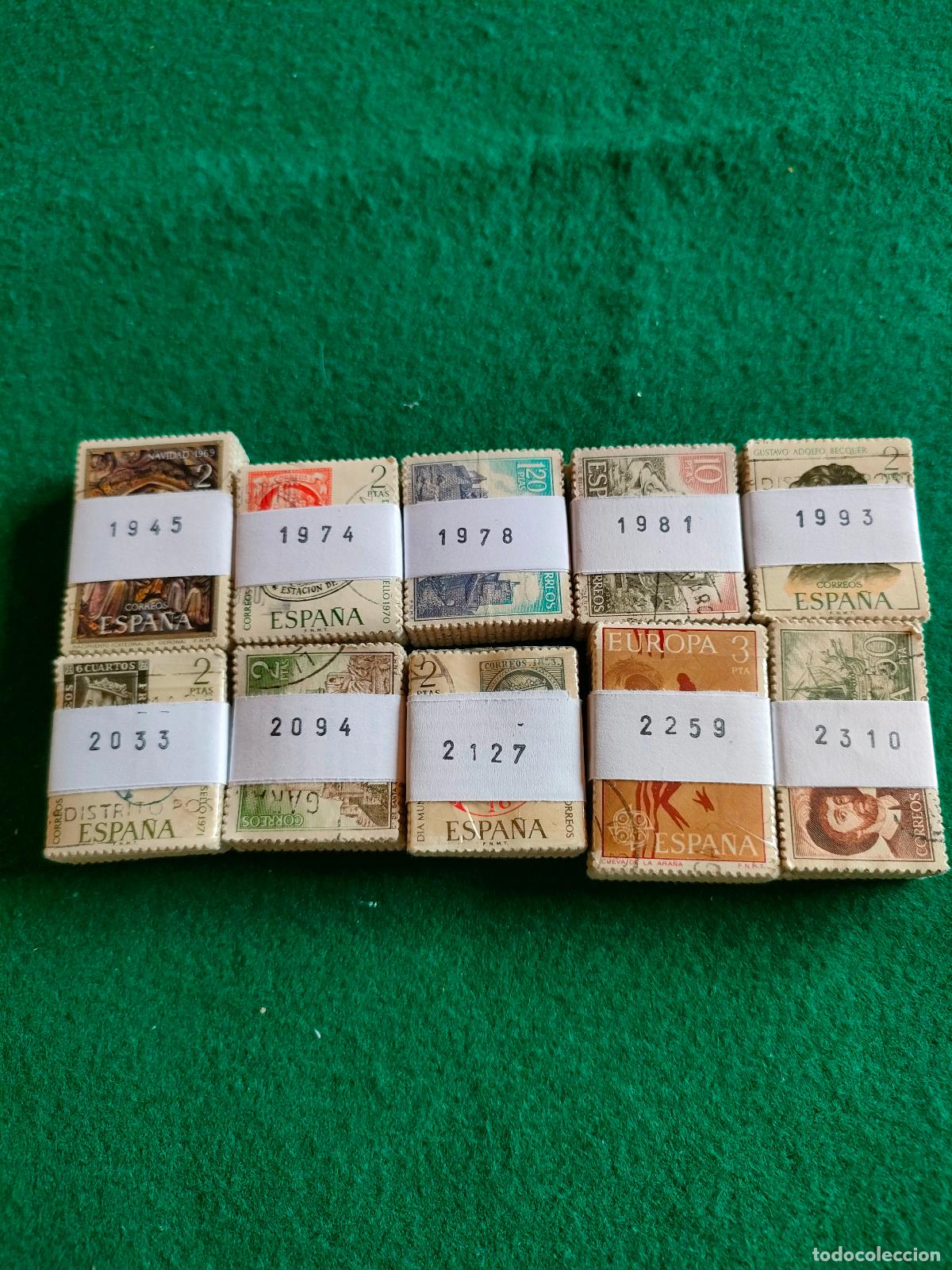 Sellos: LOTE DE 10 PASTILLAS DE 100 DE SELLOS USADOS