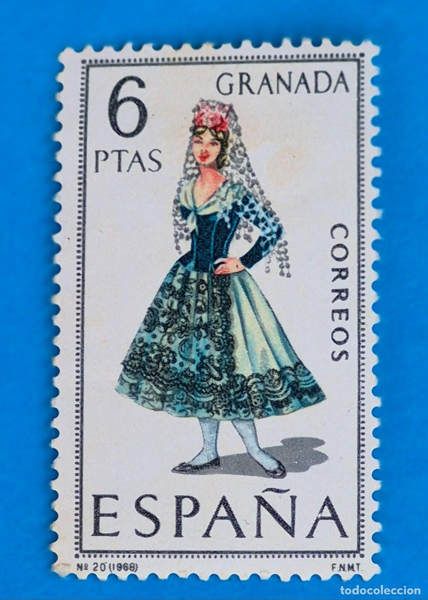 Sellos: TRAJES REGIONALES &ndash; GRANADA n&ordm; 20 - 6 pta. - ESPA&Ntilde;A 1968 -EDIFIL 1846 nuevo
