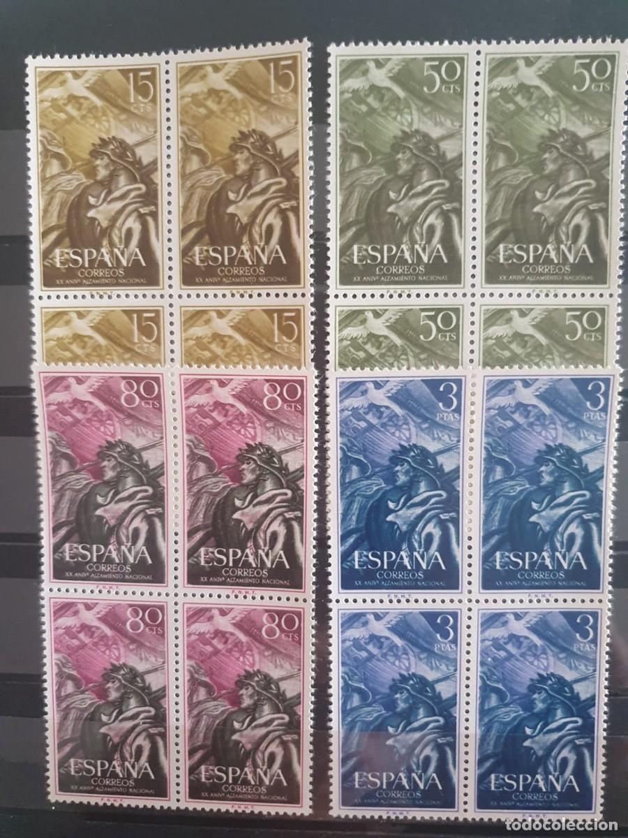 Sellos: SERIE COMPLETA EDIFIL 1187 ** A 1190 ** ALZAMIENTO NACIONAL 1956 BLOQUE 4