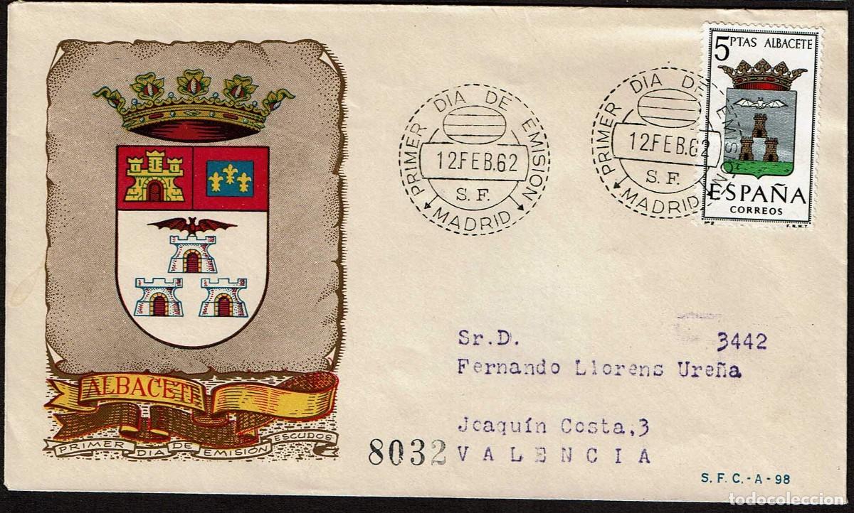 Sellos: SPD ESPA&Ntilde;A 1962 - ESCUDOS: ALBACETE EDIFIL 1407