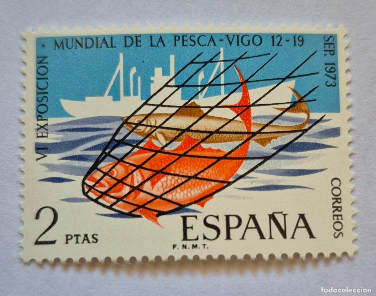 Sellos: A&ntilde;o 1973 - Edifil 2144** - Exposici&oacute;n pesca en Vigo - Nuevo sin fijasello - Se env&iacute;a el de la imagen