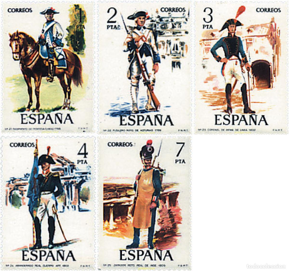 Sellos: 85690 MNH ESPA&Ntilde;A 1975 UNIFORMES MILITARES