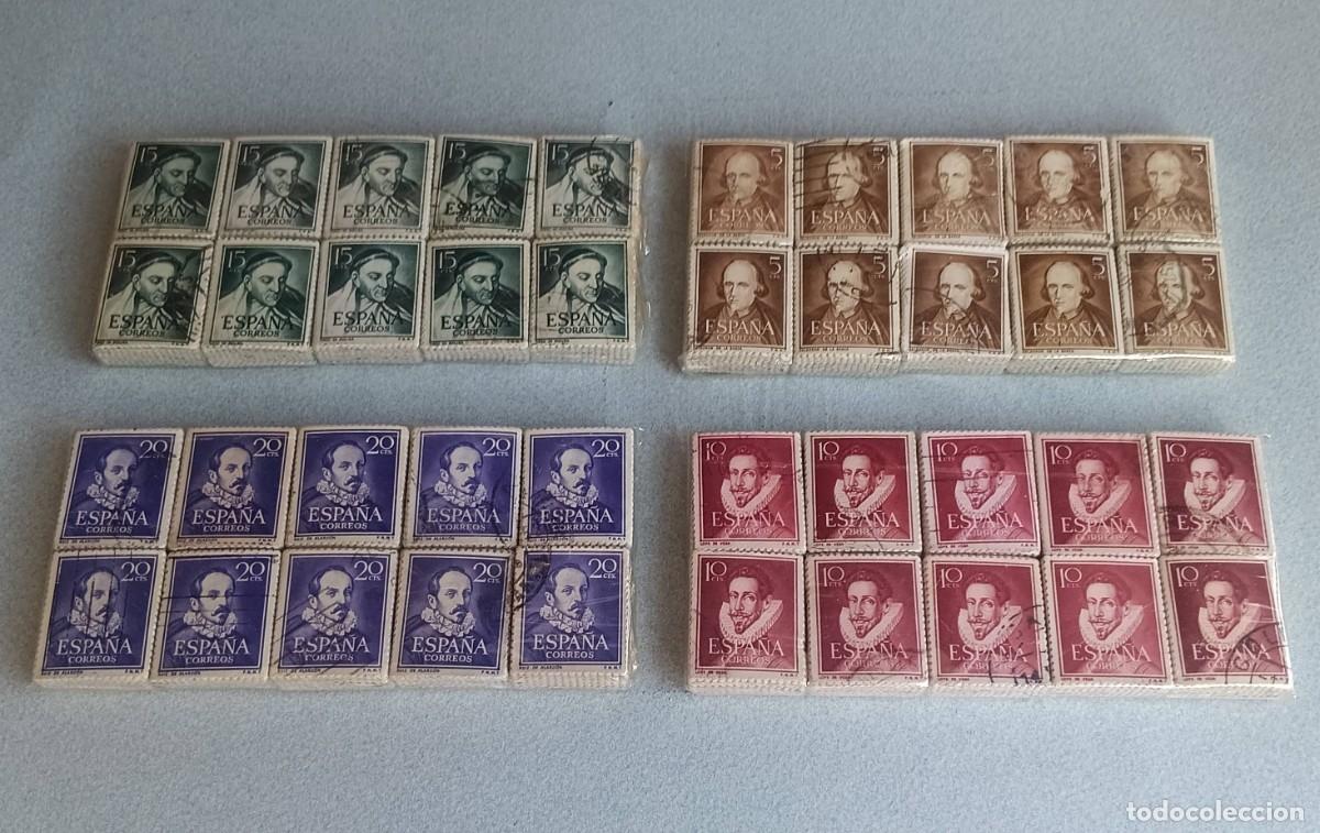 Sellos: Espa&ntilde;a. 1950-53. LITERATOS. 1.000 SERIES Matasello. Edifil. 1071-1074.