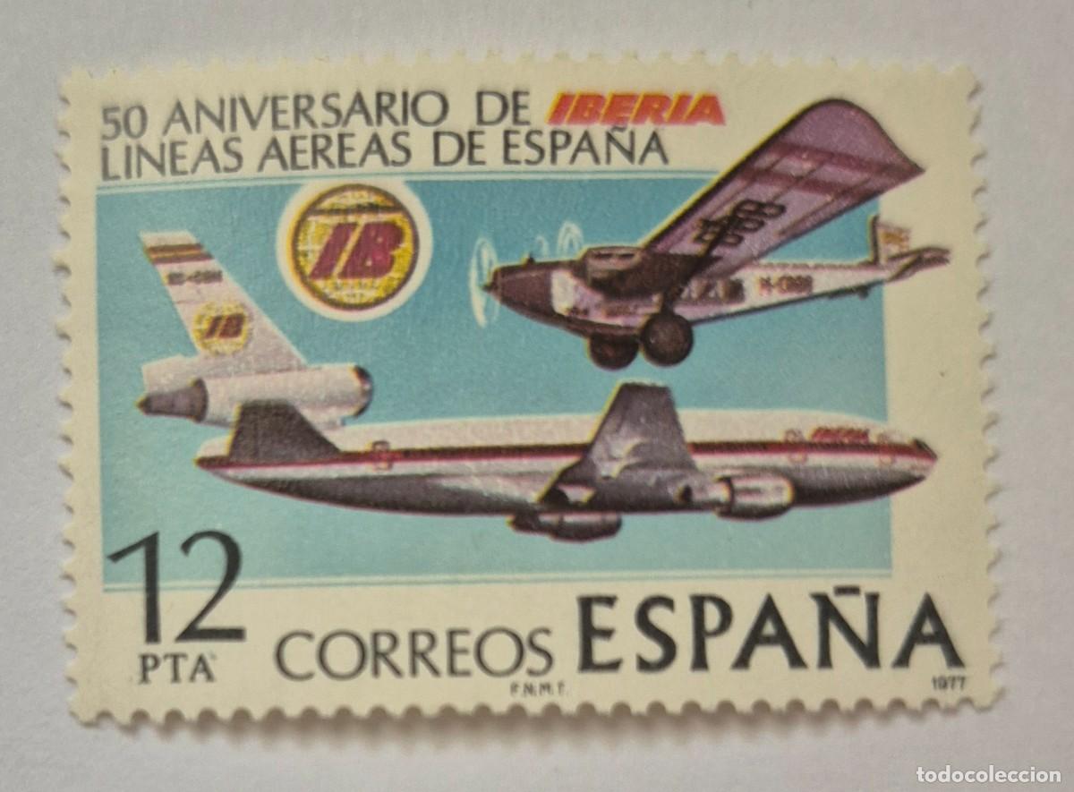 Sellos: A&ntilde;o 1977 - Edifil 2448** - L Aniversario de Iberia - Nuevo sin fijasello - Se env&iacute;a el de la imagen