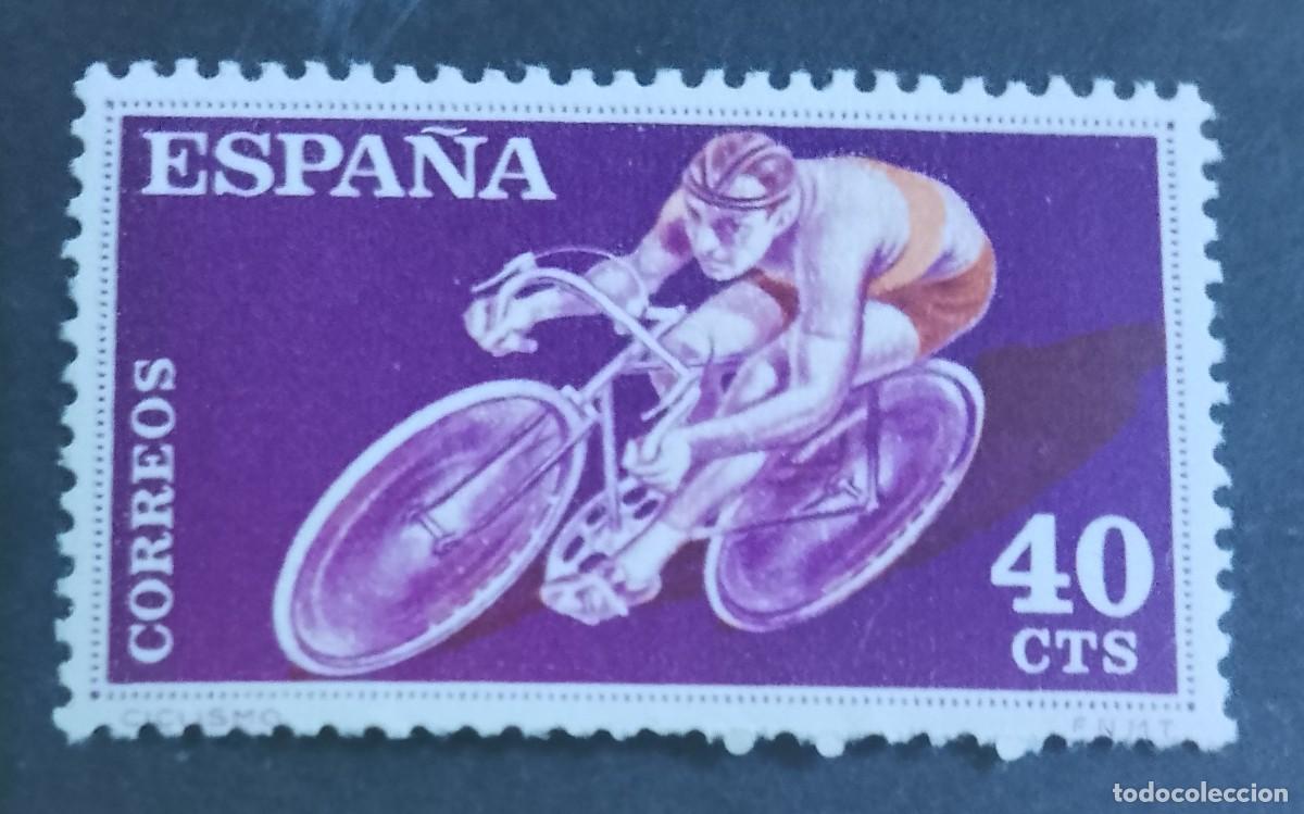 Sellos: ESPA&Ntilde;A - V/F 40 CTS - A&Ntilde;O 1960 - EDIFIL 1307 - DEPORTES: CICLISMO