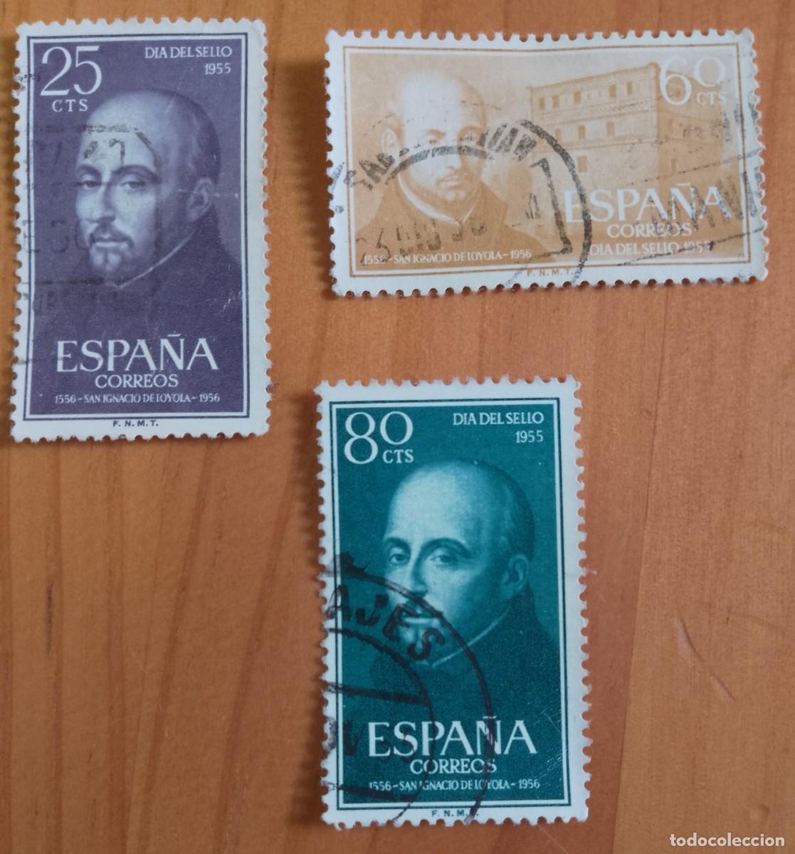 Sellos: ESPA&Ntilde;A - EDIFIL 1166 A 1168 - A&Ntilde;O 1955 - CENT. DE LA MUERTE DE SAN IGNACIO DE LOYOLA, D&Iacute;A DEL SELLO