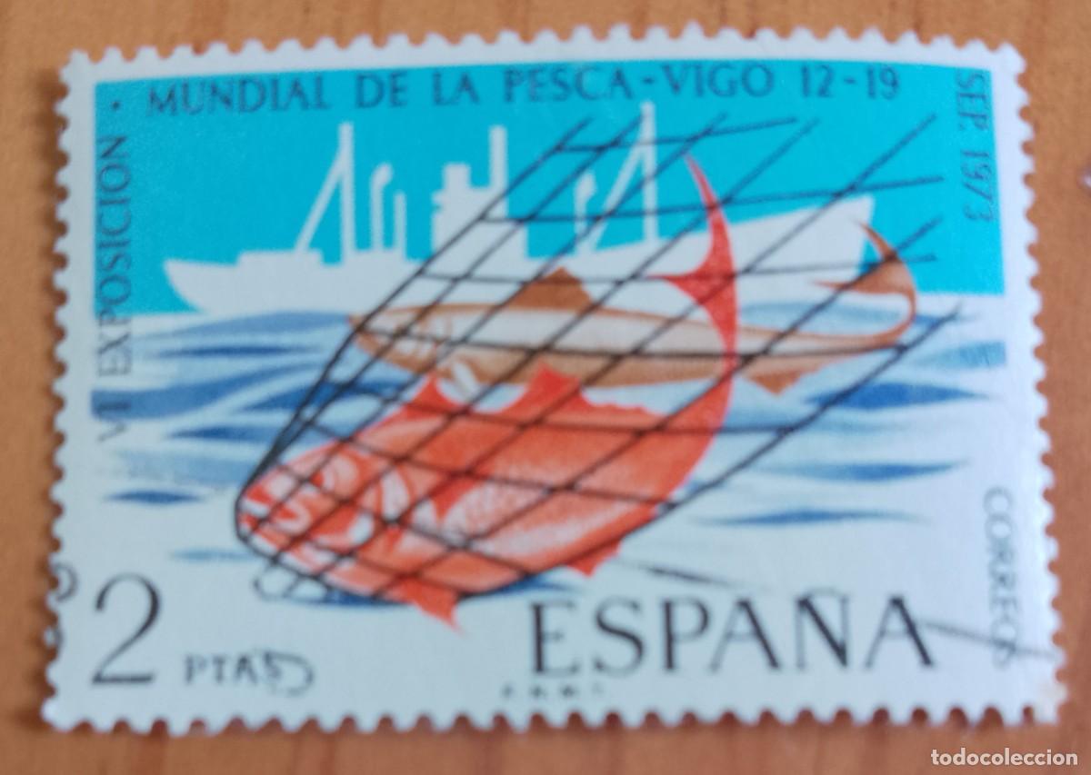 Sellos: ESPA&Ntilde;A - V/F 2 PTAS - EDIFIL 2144 - EXPOSICI&Oacute;N MUNDIAL DE LA PESCA 12-19 SEP. 1973