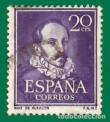 Sellos: Espa&ntilde;a. Spain. 1950. Edifil # 1074. Literatos. Ruiz de Alarcon