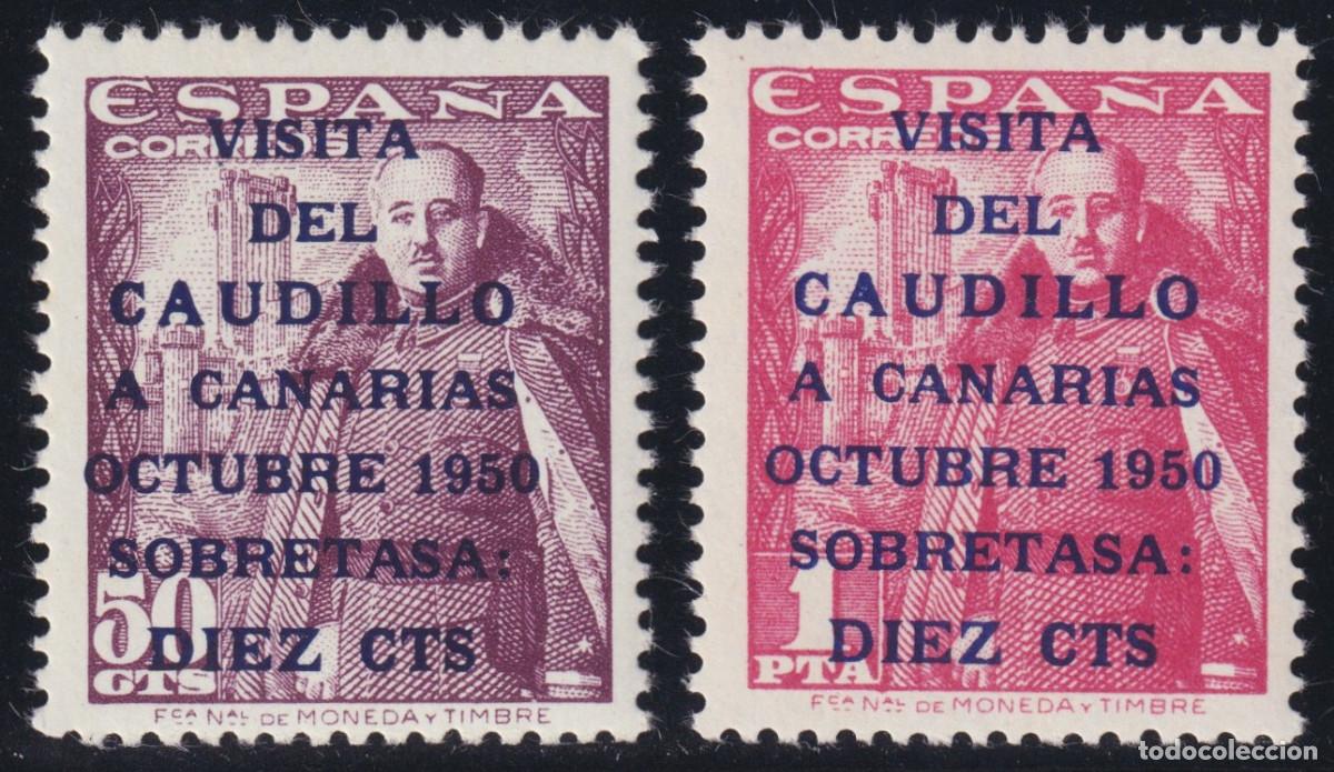 Sellos: ESPA&Ntilde;A - VISITA DEL CAUDILLO A CANARIAS ** 1088/1089 A&Ntilde;O 1951 - MNH - LUJO