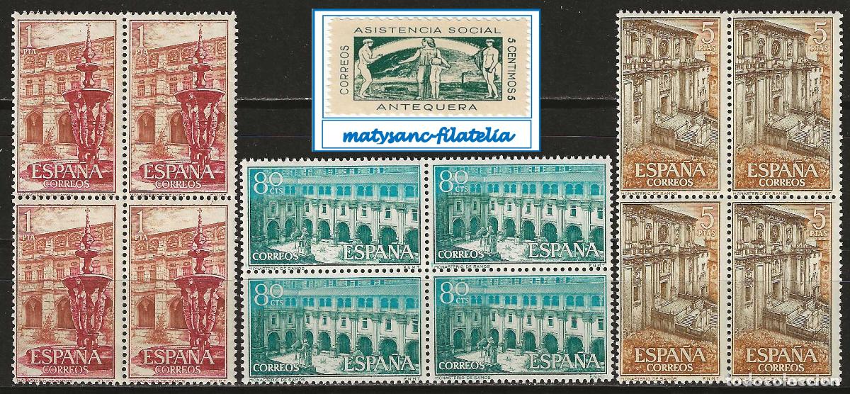 Selos: ESPA&Ntilde;A 1960. EDIFIL 1322/1324. SERIE COMPLETA EN BLOQUE DE 4 &rdquo;MONASTERIO DE SAMOS&rdquo;. MNH***