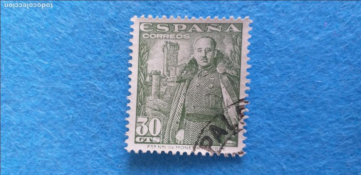 Sellos: USADO. A&Ntilde;O 1948-1954. EDIFIL 1025. GENERAL FRANCO Y CASTILLO DE LA MOTA.