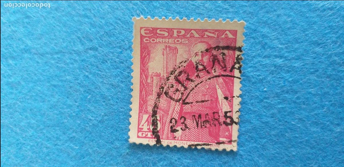 Sellos: USADO. A&Ntilde;O 1948-1954. EDIFIL 1028. GENERAL FRANCO Y CASTILLO DE LA MOTA.