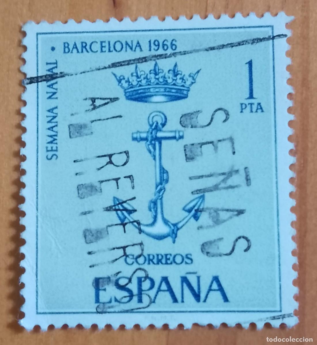 Sellos: ESPA&Ntilde;A - A&Ntilde;O 1966 - EDIFIL 1737 - SEMANA NAVAL BARCELONA