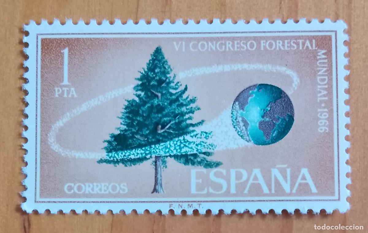 Sellos: ESPA&Ntilde;A - A&Ntilde;O 1966 - EDIFIL 1736 - VI CONGRESO FORSTAL MUNDIAL