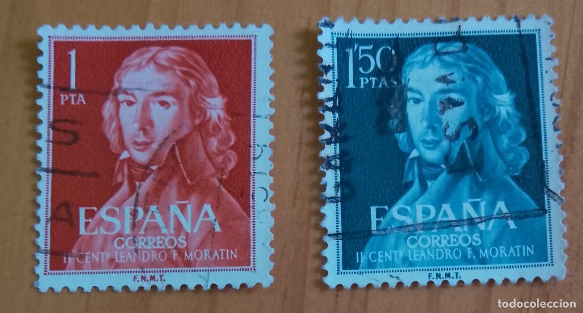 Sellos: ESPA&Ntilde;A - A&Ntilde;O 1961 - EDIFIL 1328 Y 1329 - LEANDRO FERNANDEZ MORATIN