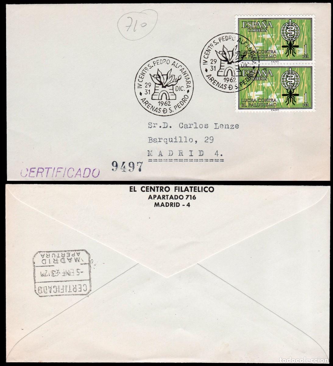 Sellos: &Aacute;vila - Edi o 1479 - Sobre Mat Gomis 710 &rdquo;IV Cent. S. Pedro Alc&aacute;ntara 29/Dic./62 - Arenas S. Pedro&rdquo;