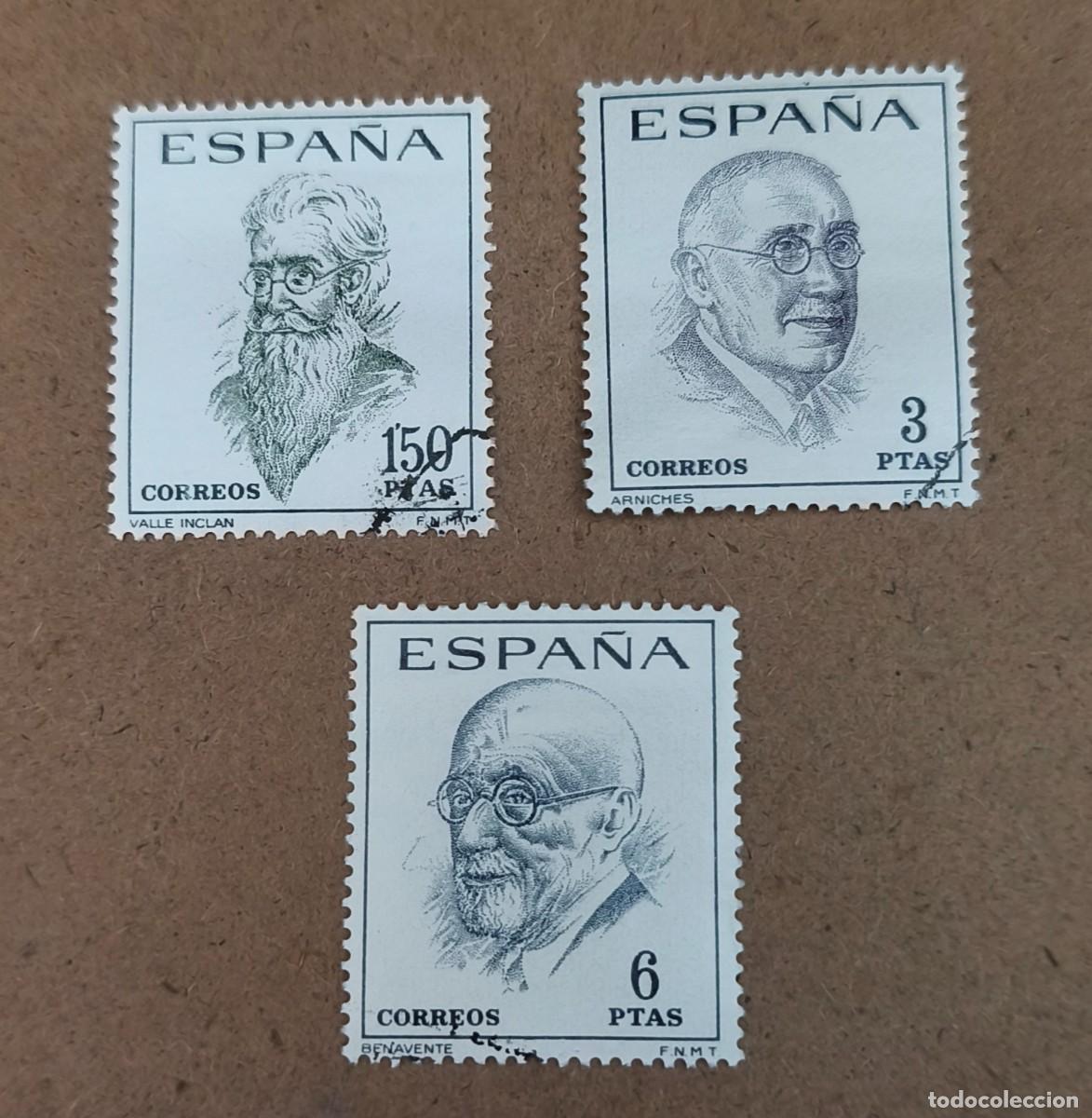 Sellos: Espa&ntilde;a 1966 Literatos espa&ntilde;oles. Centenario de su nacimiento edifil 1758/1760 serie completa